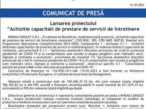 Lansarea proiectului - "Achizitie capacitati de prestare de servicii de întretinere corporala”