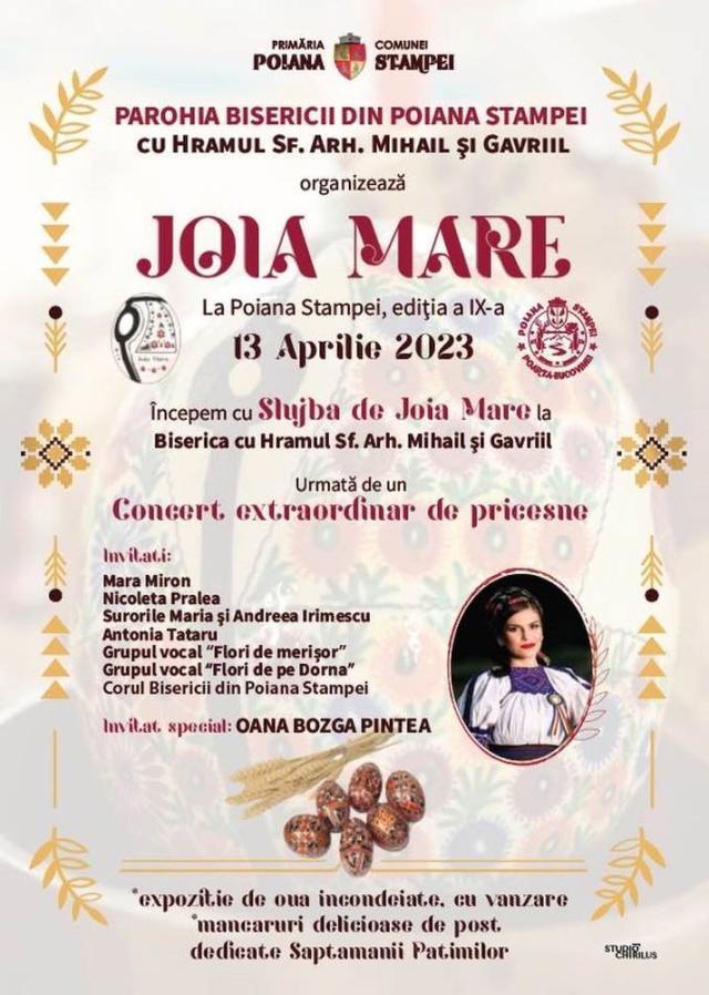 Concert de pricesne, expoziţie de bucate şi ouă încondeiate în Joia Mare, la Poiana Stampei