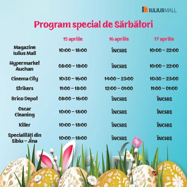 Program special la Iulius Mall, de sărbătorile pascale