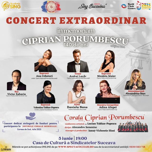 Concert extraordinar In memoriam „Ciprian Porumbescu” - 140 ani, la Casa de Cultură a Sindicatelor Suceava