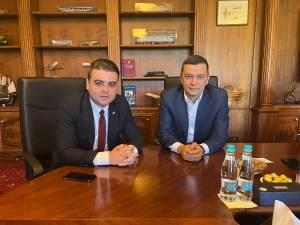 Deputatul PSD de Suceava, George Șoldan, și ministrul Transporturilor, Sorin Grindeanu