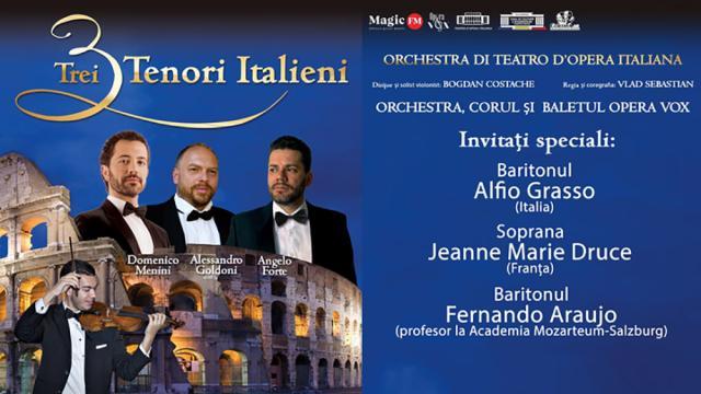 „Trei tenori italieni”, spectacol-omagiu adus marilor tenori José Carreras, Plácido Domingo și Luciano Pavarotti, pe scena Casei de Cultură Suceava