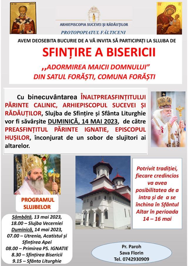 Sfințirea Bisericii „Adormirea Maicii Domnului” din satul Forăști