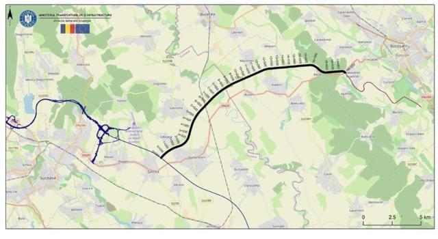 Harta drumului expres pe patru benzi Suceava – Botoșani