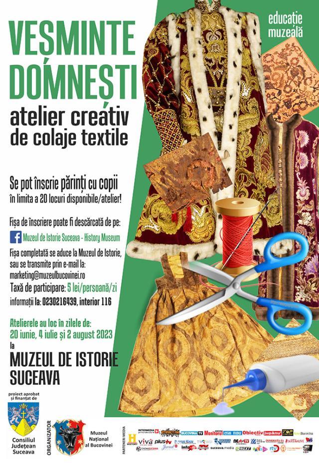 Veșminte domnești – atelier creativ de colaje textile pentru copii și părinți, la Muzeul de Istorie