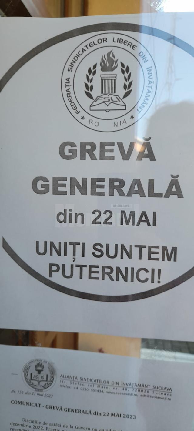 Trei sferturi din angajații din învățământul sucevean sunt de astăzi în grevă pe termen nelimitat