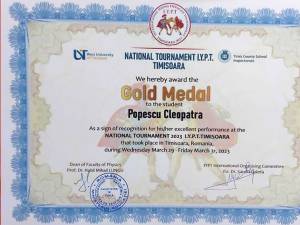Cleopatra Popescu, Premiul I și Aur la “Turnirul tinerilor fizicieni“