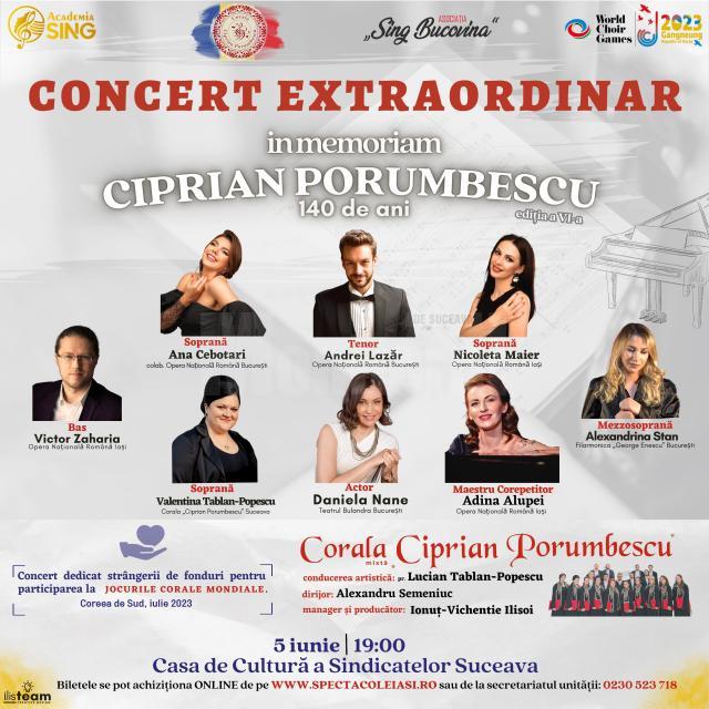 Concert extraordinar In memoriam „Ciprian Porumbescu” – 140 de ani”, luni, la Casa de Cultură a Sindicatelor