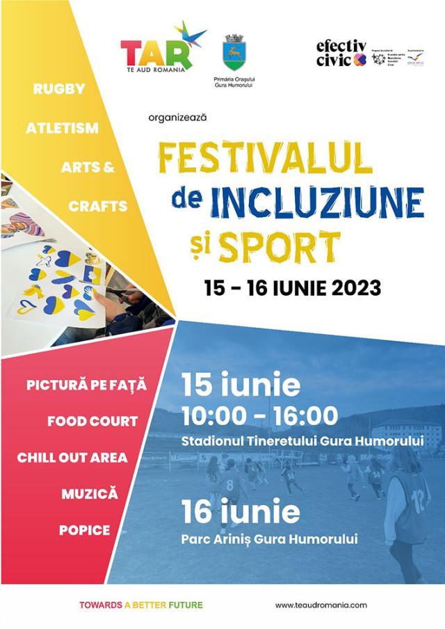 Festivalul de Incluziune și Sport, la Gura Humorului, cu muzică, activități sportive și arts&crafts