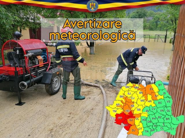 Avertizare de ploi și vijelii în tot județul, până joi, la ora 12.00