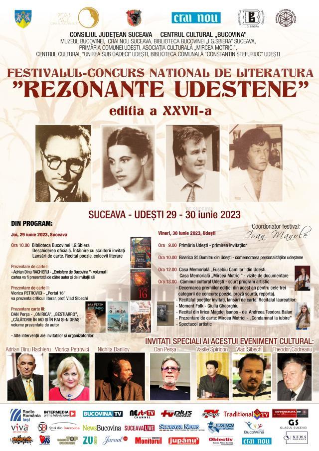 S-au anunțat câștigătorii Festivalului-Concurs Național de Literatură „Rezonanțe Udeștene”, ediția a XXVII-a