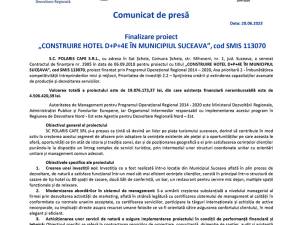 Finalizare proiect „CONSTRUIRE HOTEL D+P+4E ÎN MUNICIPIUL SUCEAVA”, cod SMIS 113070