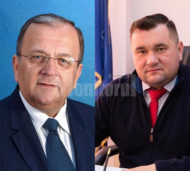 Președintele CJ Suceava, Gheorghe Flutur, şi primarul comunei Mitocu Dragomirnei, Radu Reziuc