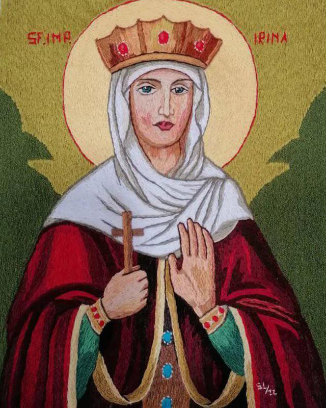Icoană cusută de Lidia Săbiuță