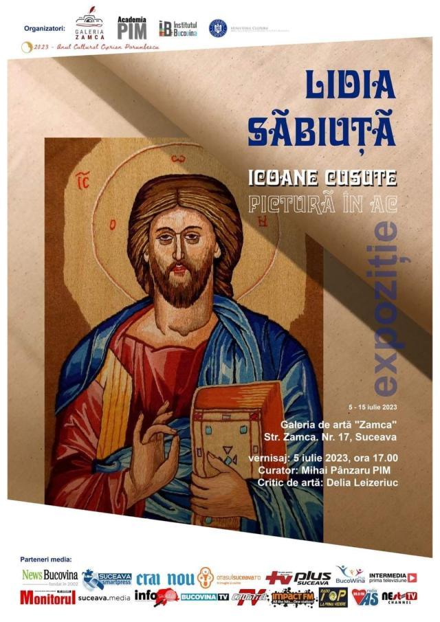 Creatorul popular Lidia Săbiuță expune „icoane cusute – pictură în ac”, la Galeria de Artă Zamca