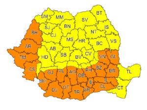 Cod galben sau portocaliu de canicula si disconfort termic accentuat, în întreaga tara