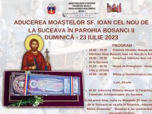 Sfântul Ioan cel Nou va poposi la Bosanci