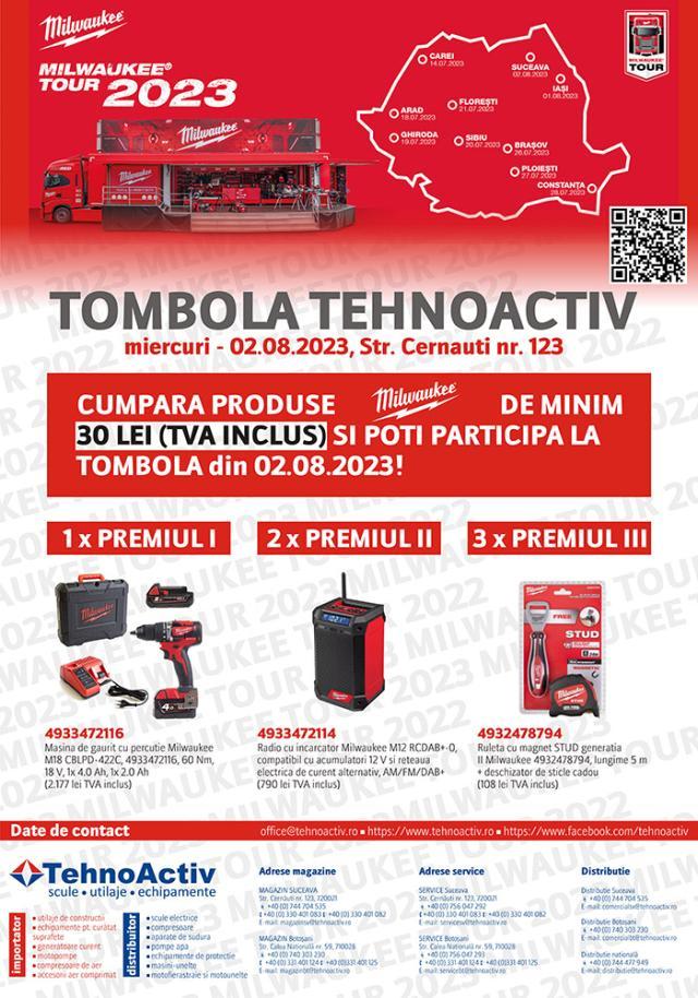 În calitate de distribuitor autorizat al producătorului american MILWAUKEE® TOOL, TEHNOACTIV S.R.L. Suceava organizează evenimentul MILWAUKEE TOUR 2023, eveniment aflat la a 6-a editie