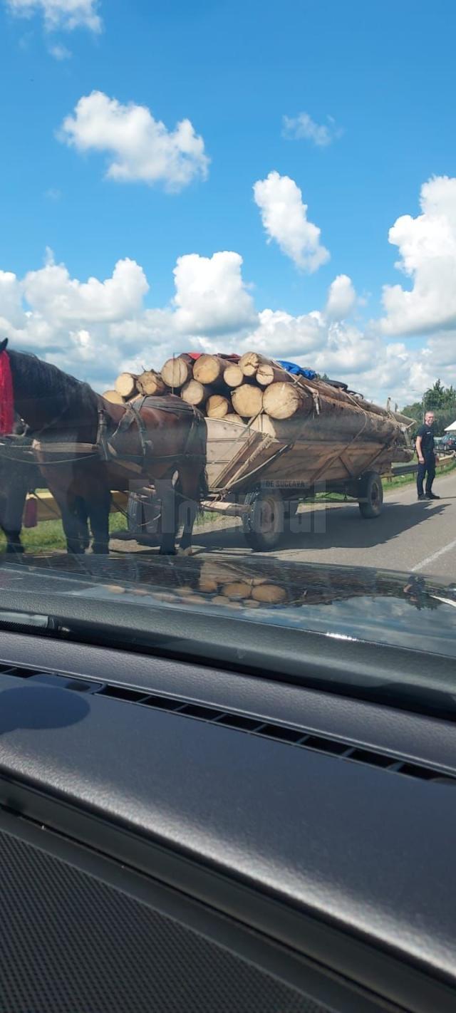 Așa arată una din căruțele oprite la Vicovu de Sus