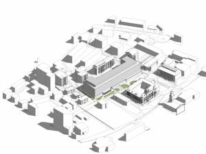 Complex rezidențial înglobat într-o singură clădire, uriașă, pe terenul din spatele Palatului Administrativ Suceava