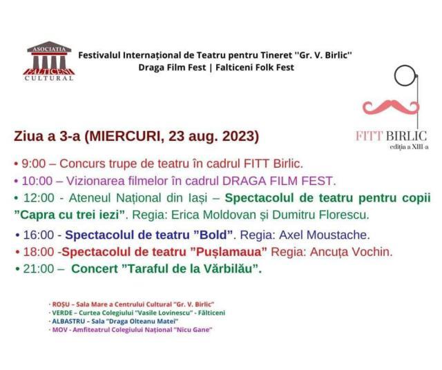 Festivalul Internaţional de Teatru pentru Tineret „Grigore Vasiliu Birlic” și „Draga Film Fest”, între 21-27 august, la Fălticeni