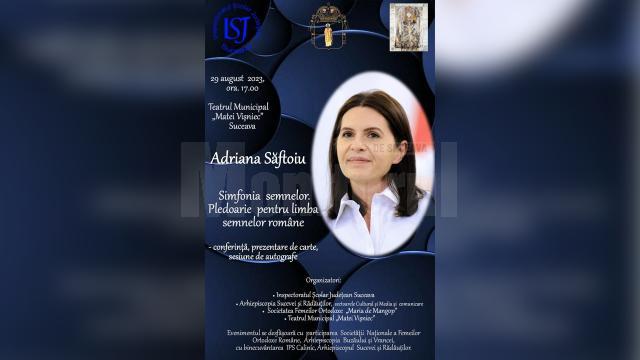 Conferința „Simfonia semnelor. Pledoarie pentru limba semnelor române”, susținută de Adriana Săftoiu, la Teatrul „Matei Vișniec”