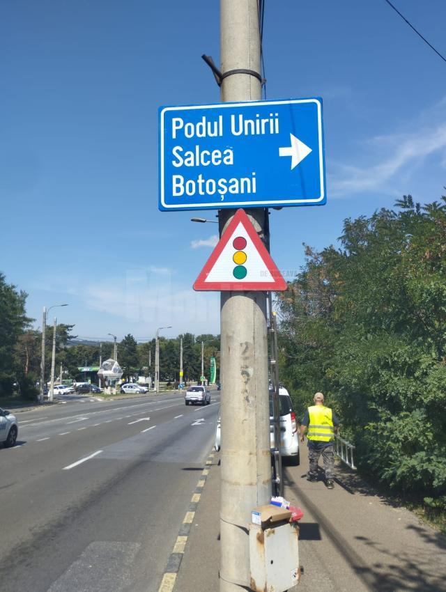 Indicatoare rutiere provizorii spre ruta alternativă Suceava – Botoșani