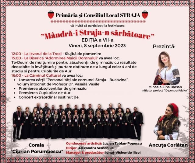 Ceremonii religioase, acțiuni culturale și concerte de excepție, la evenimentul „Mândră-i Straja-n sărbătoare”