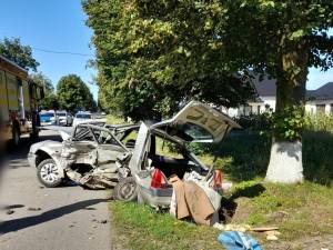 Autoturismul în care se aflau cei doi vâstnici