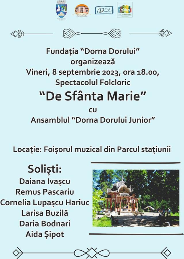 Spectacol folcloric „De Sfânta Marie”, în „Foișorul muzical” din Vatra Dornei