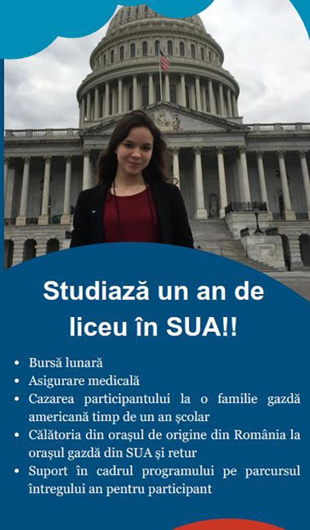 Sesiune de informare pentru liceenii care vor să studieze gratuit, un an, în Statele Unite ale Americii