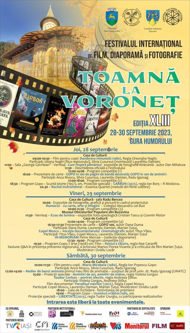 Festivalul Internațional de Film, Diaporamă și Fotografie „Toamnă la Voroneț”, ediția 43, la Gura Humorului