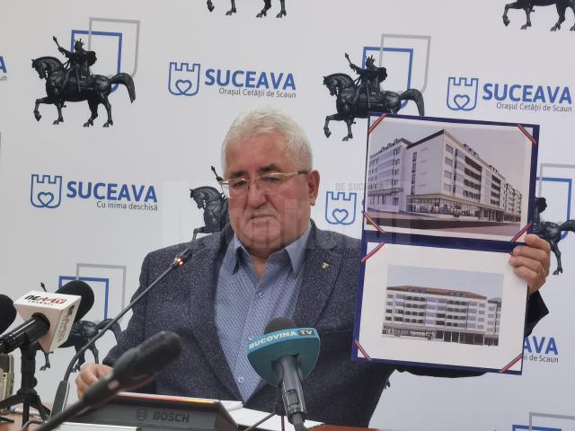 Primarul Sucevei, Ion Lungu, a prezentat cum vor arăta blocurile din Centru după reabilitare