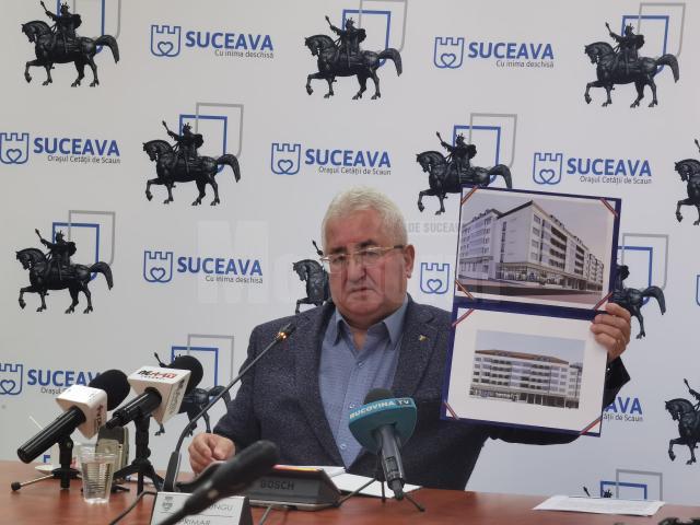 Primarul Sucevei, Ion Lungu, a prezentat cum vor arăta blocurile din Centru după reabilitare