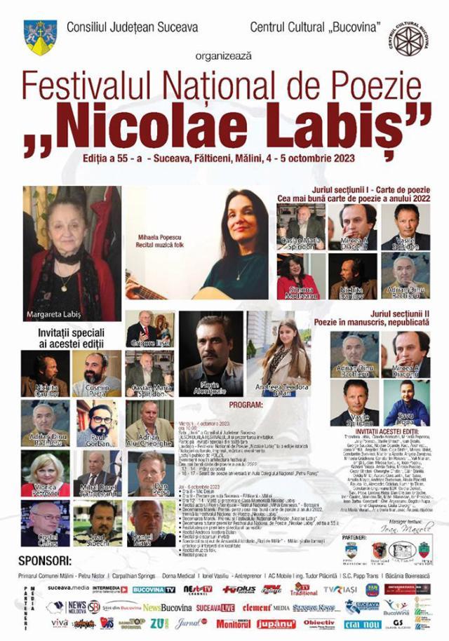 Festivalul Național de Poezie „Nicolae Labiș“, ediția a 55-a, la Suceava, Fălticeni și Mălini