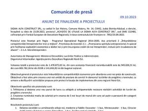 ANUNȚ DE FINALIZARE A PROIECTULUI