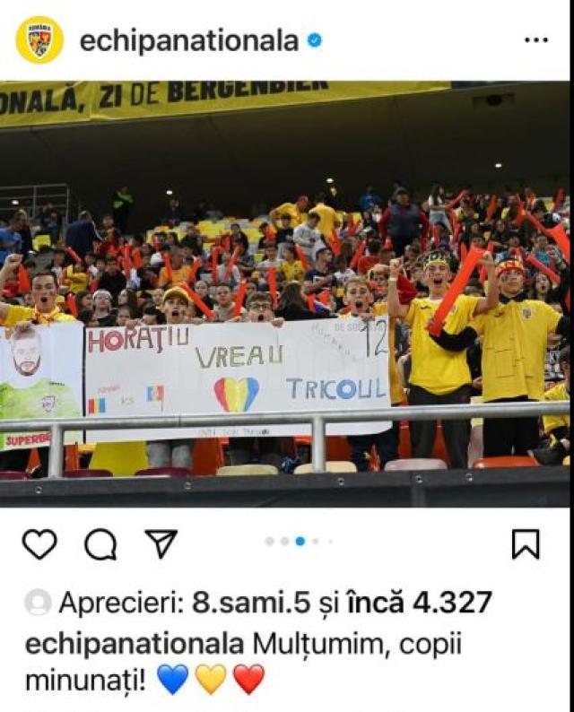 Elevii suceveni, pe pagina de Instagram a Naţionalei