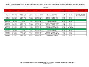 Orarul de iarnă pentru plecările de pe Aeroportul Suceava
