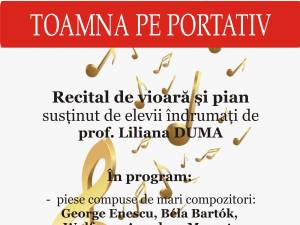 „Toamna pe portativ”, recital de vioară și pian, miercuri, la Biblioteca Bucovinei