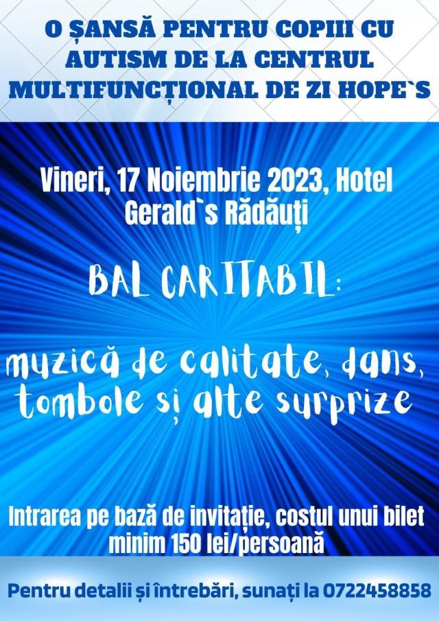 Balul caritabil „O șansă pentru copiii cu autism”, la Rădăuți