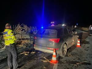 Un autoturism a intrat violent într-o căruță care se deplasa pe drumul național/european