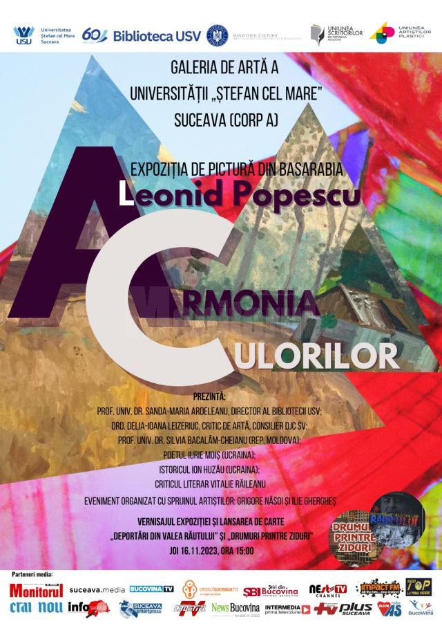 „Armonia culorilor”, expoziție de pictură realizată de artistul plastic Leonid Popescu, la Galeria de Artă a USV