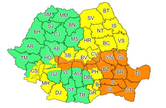 Ciclonul polar aduce iarna în weekend - cod galben și portocaliu în jumătate de țară