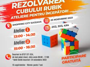 În luna noiembrie, atelierele de rezolvare a cubului Rubik au loc sâmbătă, pe 25 noiembrie 2023
