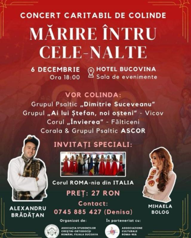 Concert caritabil de colinde, de Moș Nicolae, organizat de ASCOR Suceava