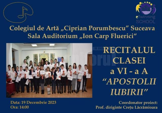 „Apostolii iubirii”, recital susținut de elevi de la Colegiul de Artă Suceava