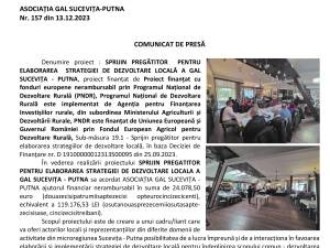 SPRIJIN PREGĂTITOR PENTRU ELABORAREA STRATEGIEI DE DEZVOLTARE LOCALĂ A GAL SUCEVIȚA ‐ PUTNA