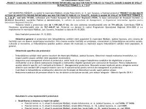 COMUNICAT DE PRESĂ LA FINALIZAREA PROIECTULUI „PROIECT CU MAI MULTE ACȚIUNI DE INVESTIȚII PRIVIND ÎNFIINȚAREA MAI MULTOR PUNCTE PUBLICE CU TOALETE, DUȘURI ȘI MAȘINI DE SPĂLAT ÎN PUNCTELE TERMICE 3, 4, 7 ȘI 8”