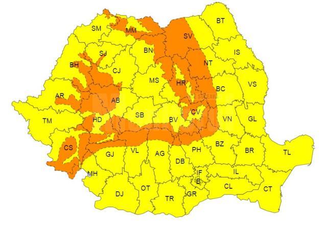 Avertizare meteo pentru perioada 22-24 decembrie