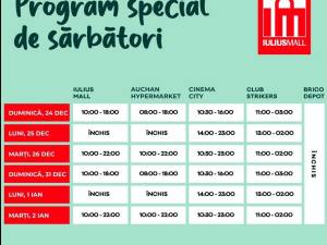 Iulius Mall Suceava va fi închis în prima zi de Crăciun și în prima zi din ianuarie 2024
